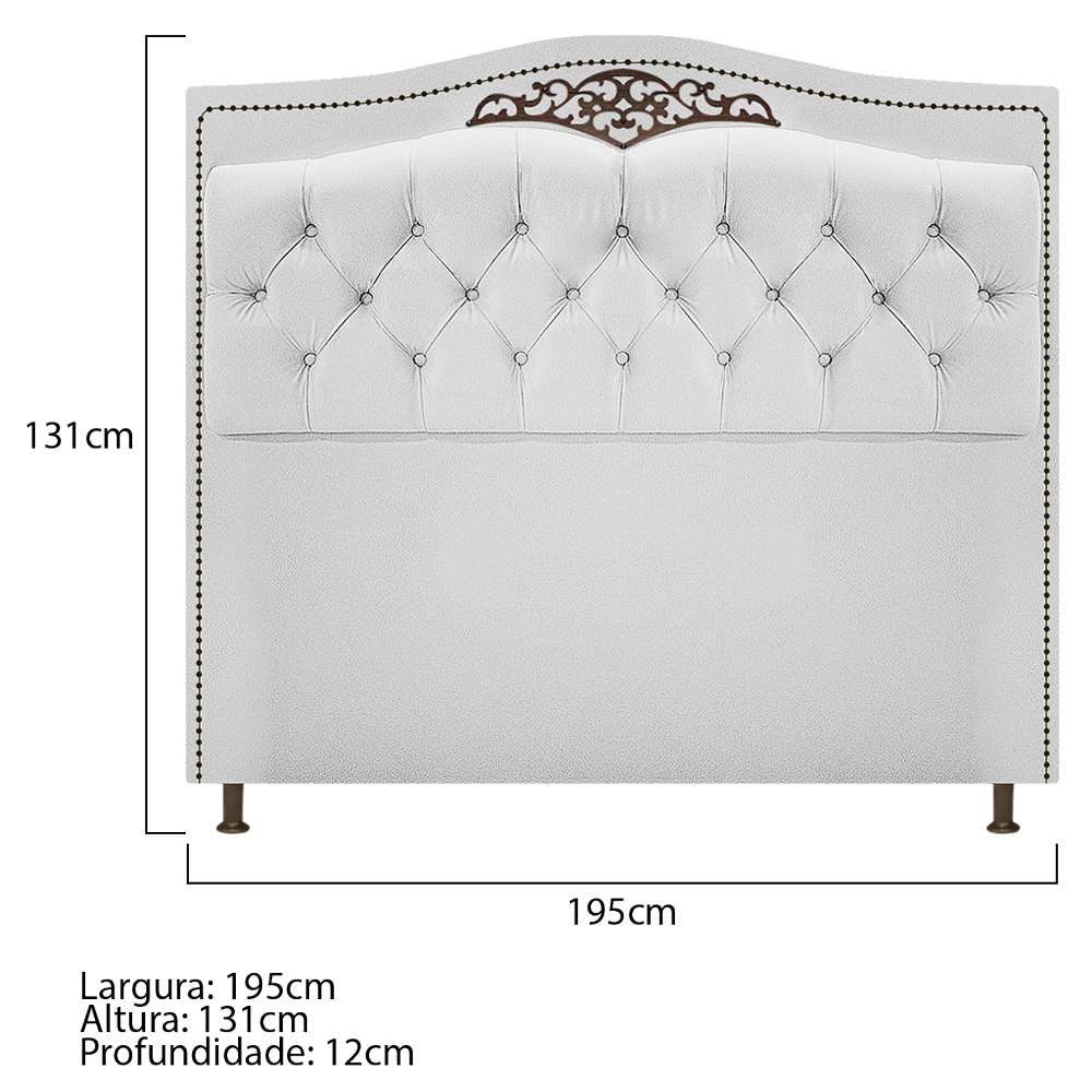Kit Cabeceira e Calçadeira Yasmim 195 cm King Size Suede Branco - Amarena Móveis