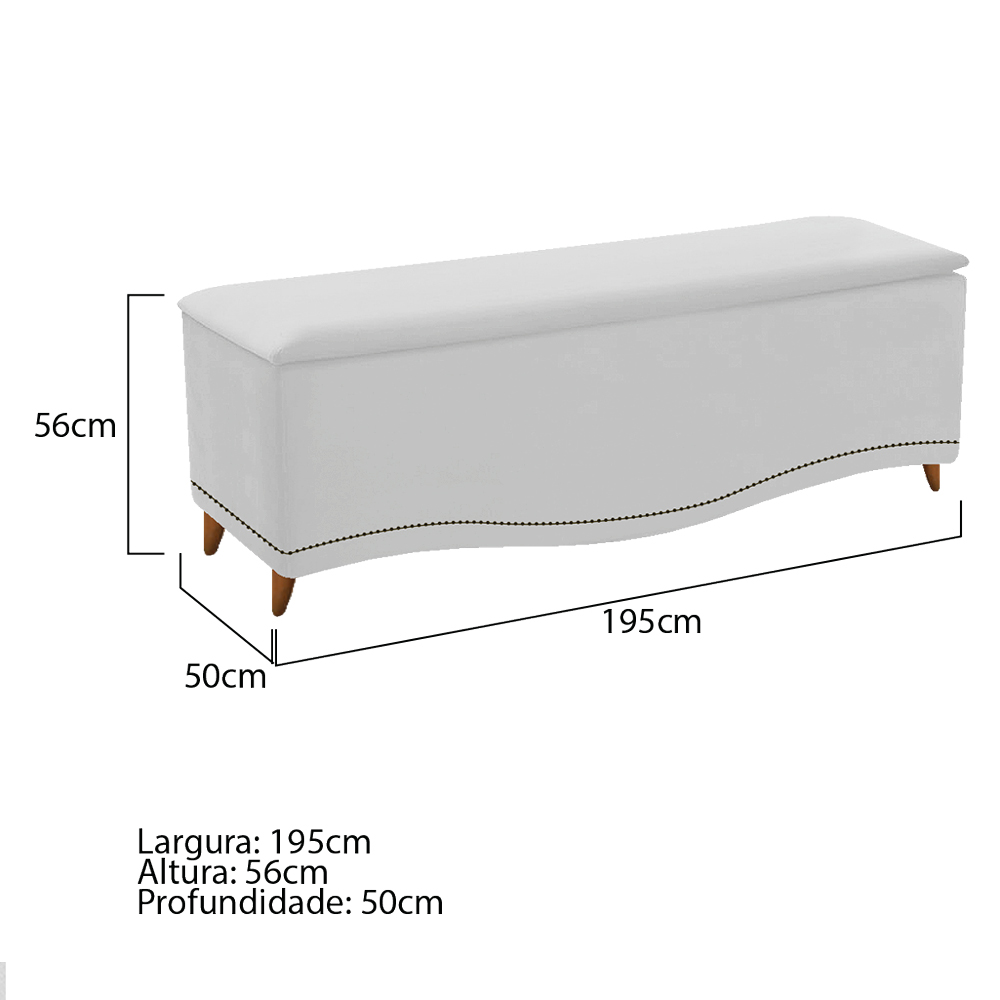 Kit Cabeceira e Calçadeira Yasmim 195 cm King Size Suede Branco - Amarena Móveis