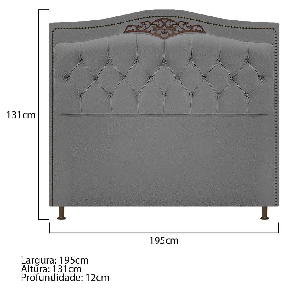 Kit Cabeceira e Calçadeira Yasmim 195 cm King Size Suede Cinza - Amarena Móveis