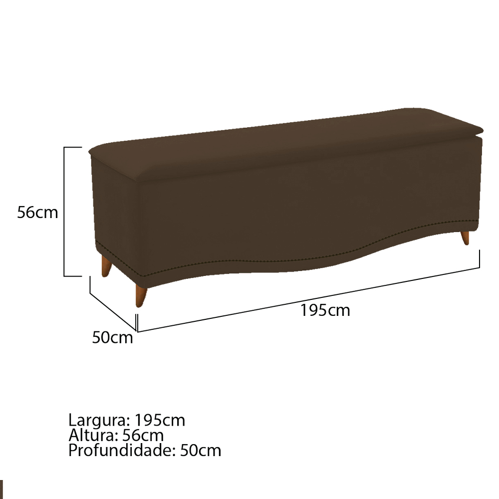 Kit Cabeceira e Calçadeira Yasmim 195 cm King Size Suede Marrom - Amarena Móveis