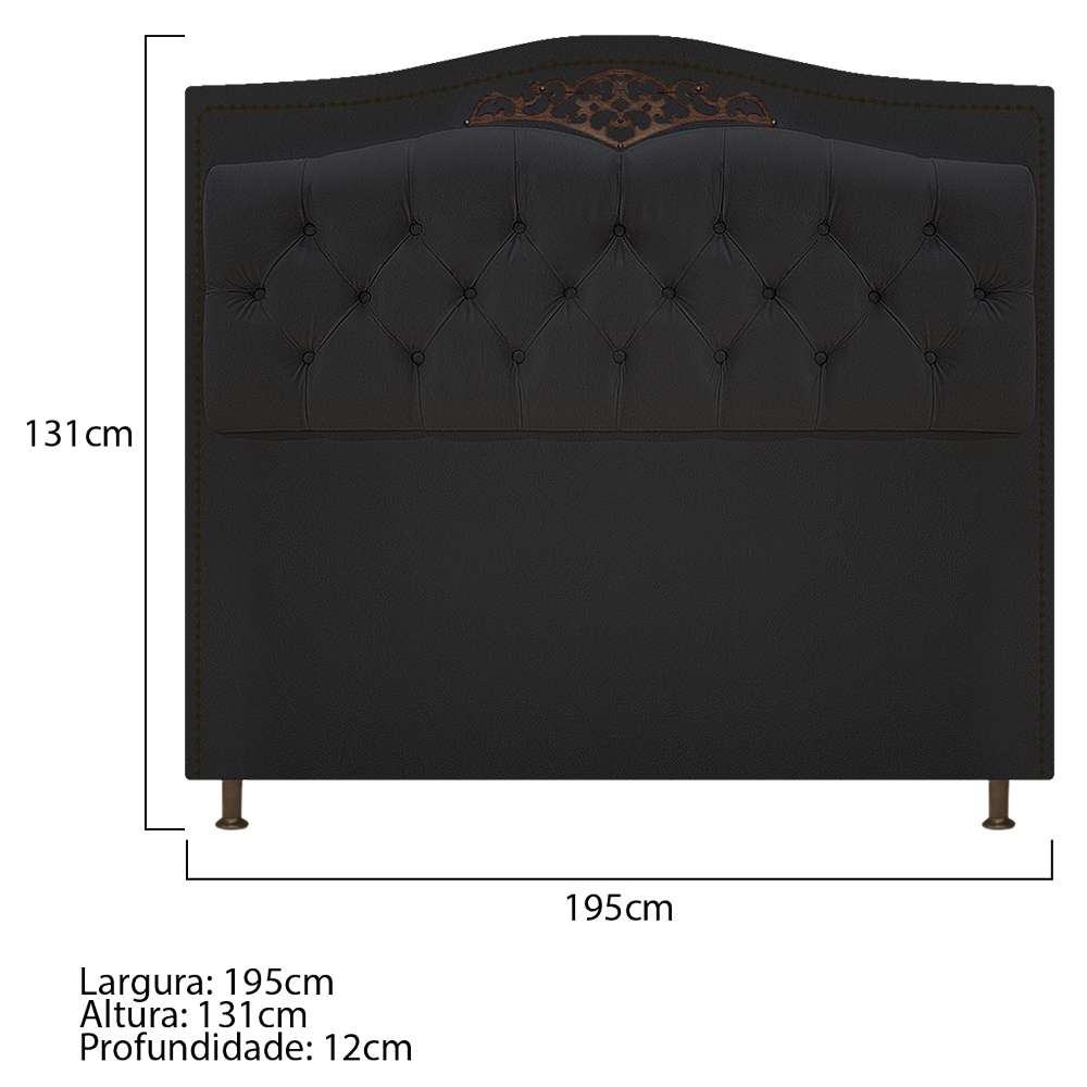 Kit Cabeceira e Calçadeira Yasmim 195 cm King Size Suede Preto - Amarena Móveis