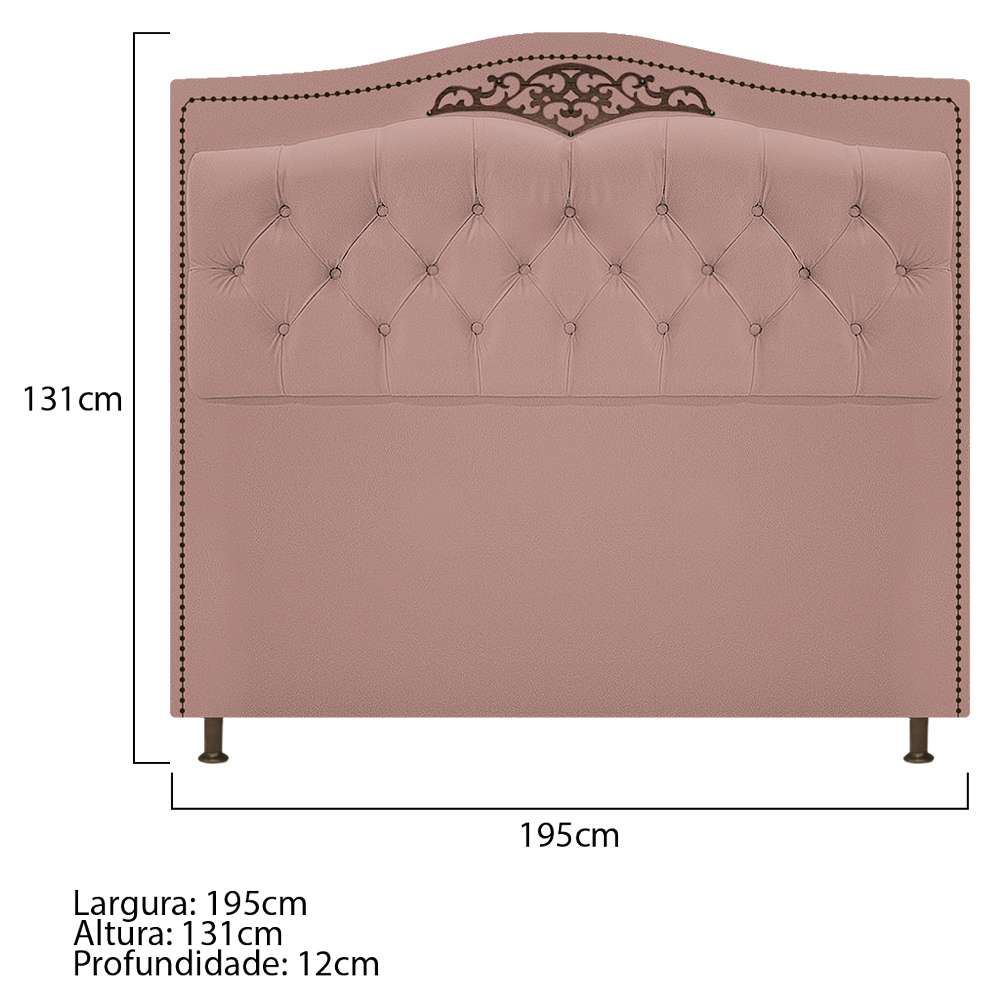 Kit Cabeceira e Calçadeira Yasmim 195 cm King Size Suede Rosê - Amarena Móveis