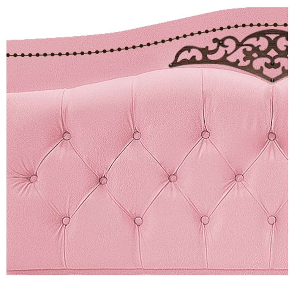 Kit Cabeceira e Calçadeira Yasmim 195 cm King Size Suede Rosa Bebê - Amarena Móveis