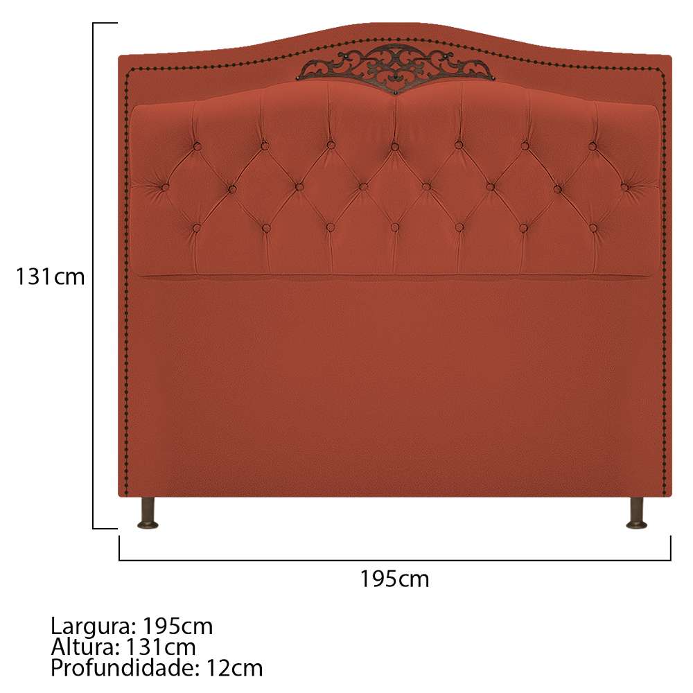 Kit Cabeceira e Calçadeira Yasmim 195 cm King Size Suede Terracota - Amarena Móveis