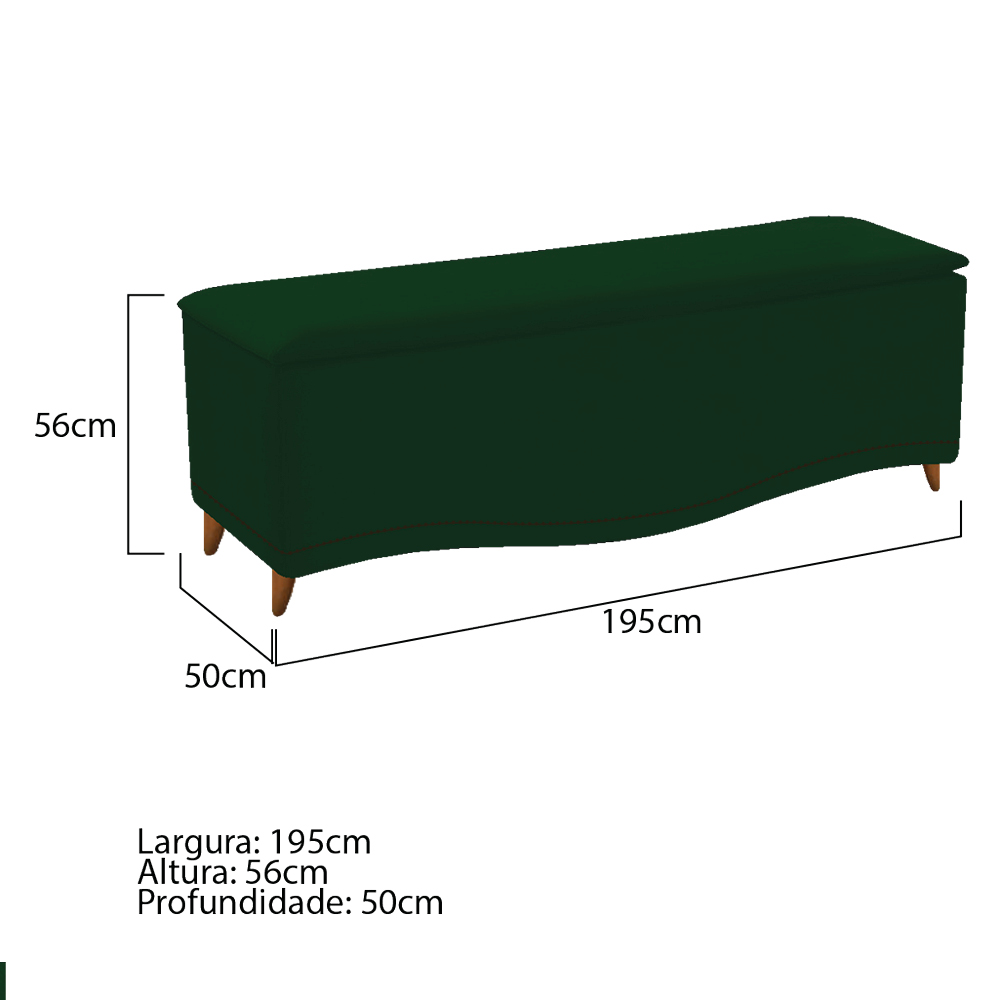 Kit Cabeceira e Calçadeira Yasmim 195 cm King Size Suede Verde - Amarena Móveis