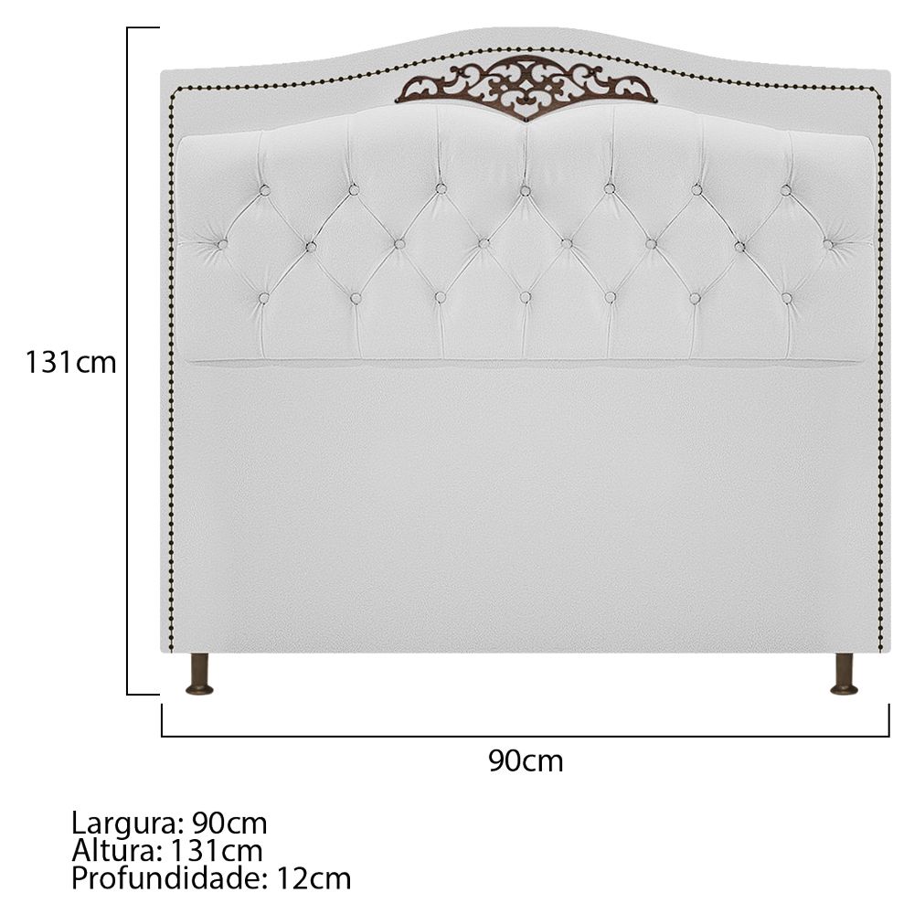 Kit Cabeceira e Calçadeira Yasmim 90 cm Solteiro Corano Branco - Amarena Móveis