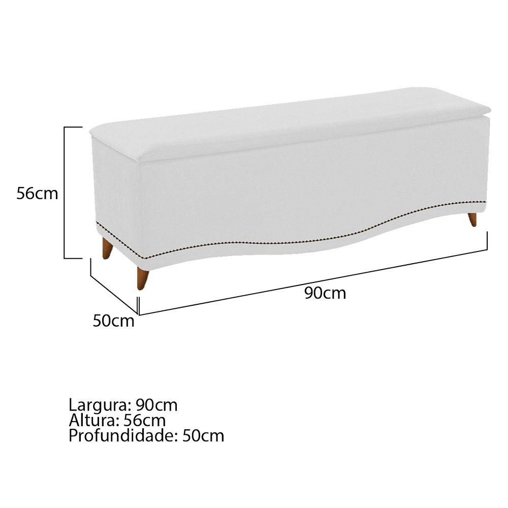 Kit Cabeceira e Calçadeira Yasmim 90 cm Solteiro Corano Branco - Amarena Móveis