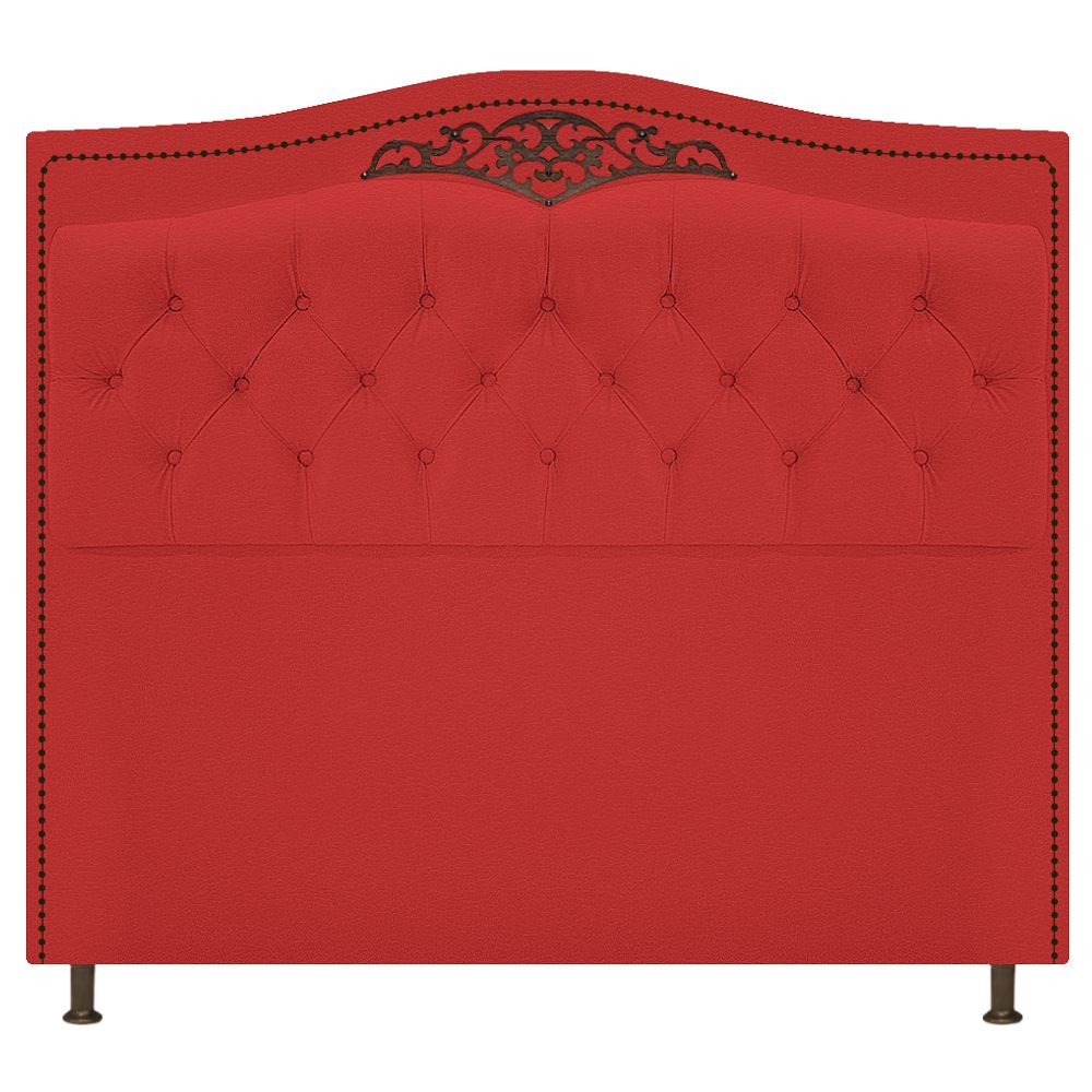 Kit Cabeceira e Calçadeira Yasmim 90 cm Solteiro Corano Vermelho - Amarena Móveis