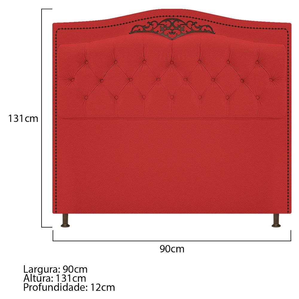 Kit Cabeceira e Calçadeira Yasmim 90 cm Solteiro Corano Vermelho - Amarena Móveis