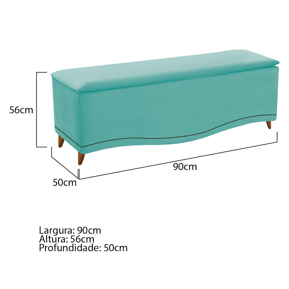 Kit Cabeceira e Calçadeira Yasmim 90 cm Solteiro Suede Azul Tiffany - Amarena Móveis