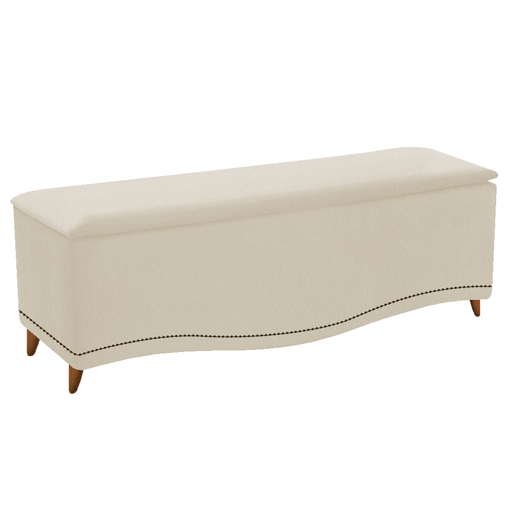 Kit Cabeceira e Calçadeira Yasmim 90 cm Solteiro Suede Bege - Amarena Móveis