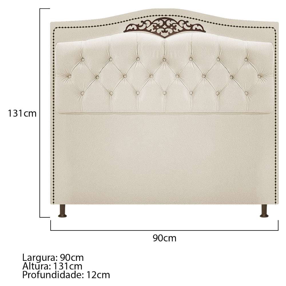 Kit Cabeceira e Calçadeira Yasmim 90 cm Solteiro Suede Bege - Amarena Móveis