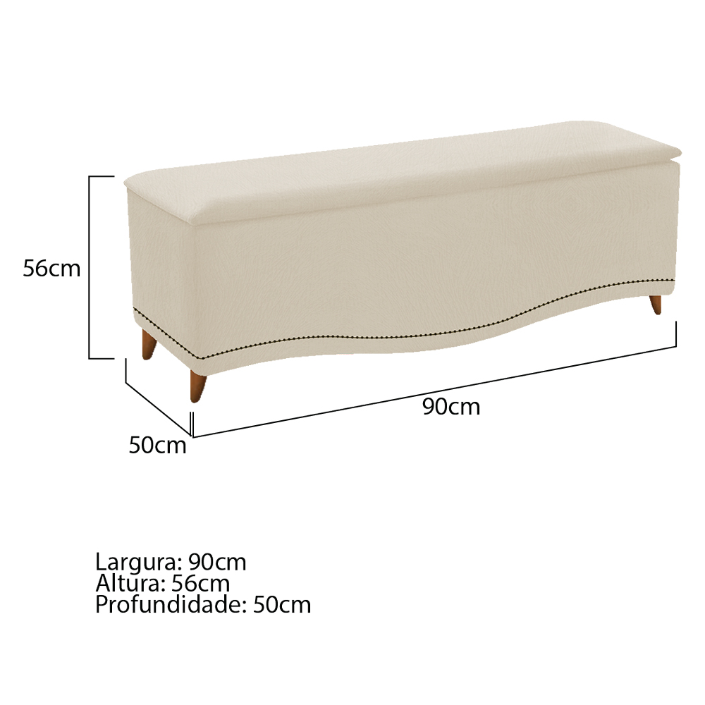 Kit Cabeceira e Calçadeira Yasmim 90 cm Solteiro Suede Bege - Amarena Móveis