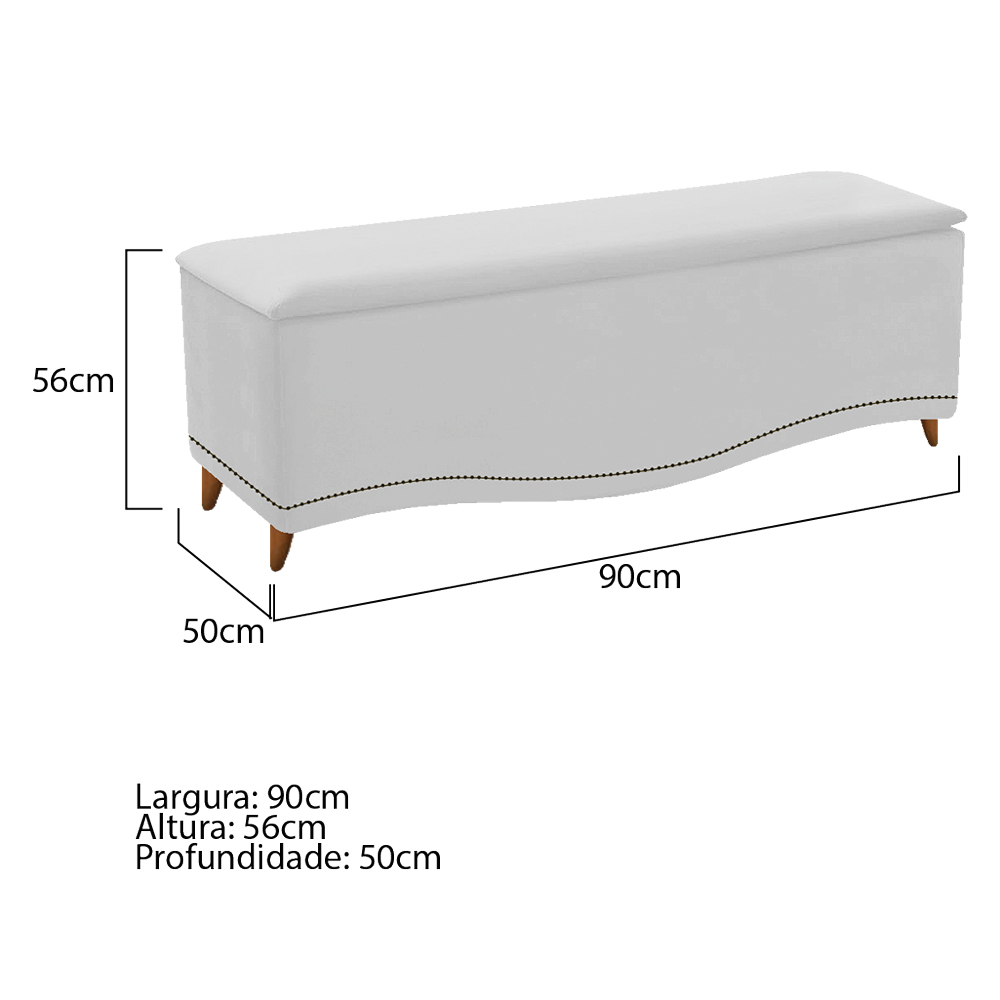 Kit Cabeceira e Calçadeira Yasmim 90 cm Solteiro Suede Branco - Amarena Móveis