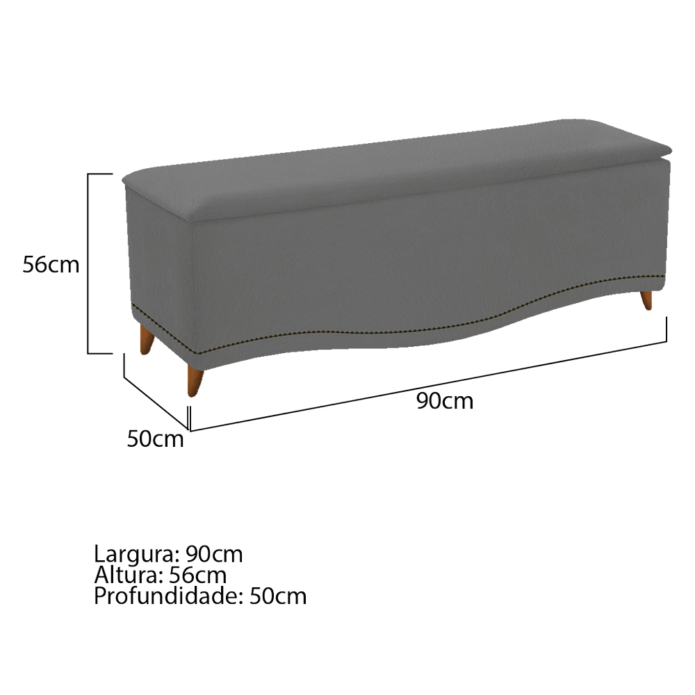 Kit Cabeceira e Calçadeira Yasmim 90 cm Solteiro Suede Cinza - Amarena Móveis