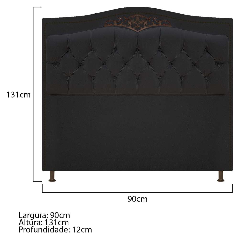 Kit Cabeceira e Calçadeira Yasmim 90 cm Solteiro Suede Preto - Amarena Móveis