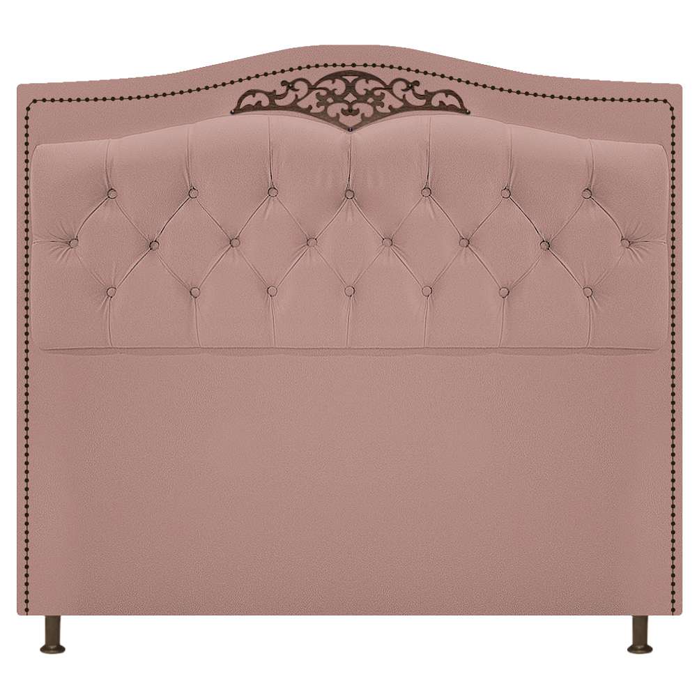 Kit Cabeceira e Calçadeira Yasmim 90 cm Solteiro Suede Rosê - Amarena Móveis
