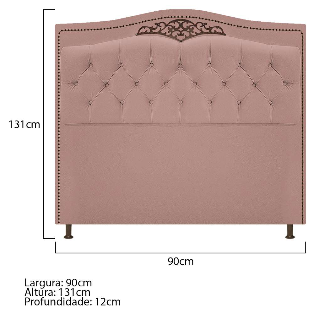 Kit Cabeceira e Calçadeira Yasmim 90 cm Solteiro Suede Rosê - Amarena Móveis