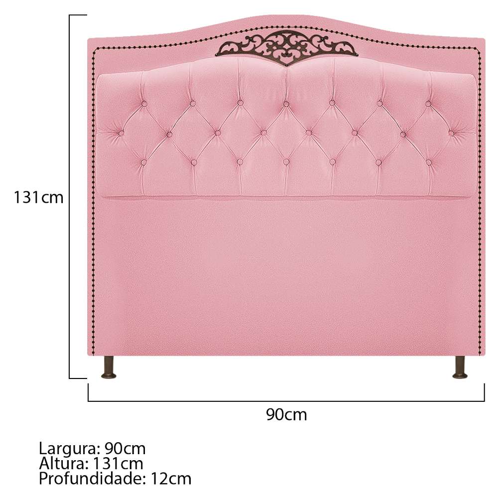 Kit Cabeceira e Calçadeira Yasmim 90 cm Solteiro Suede Rosa Bebê - Amarena Móveis