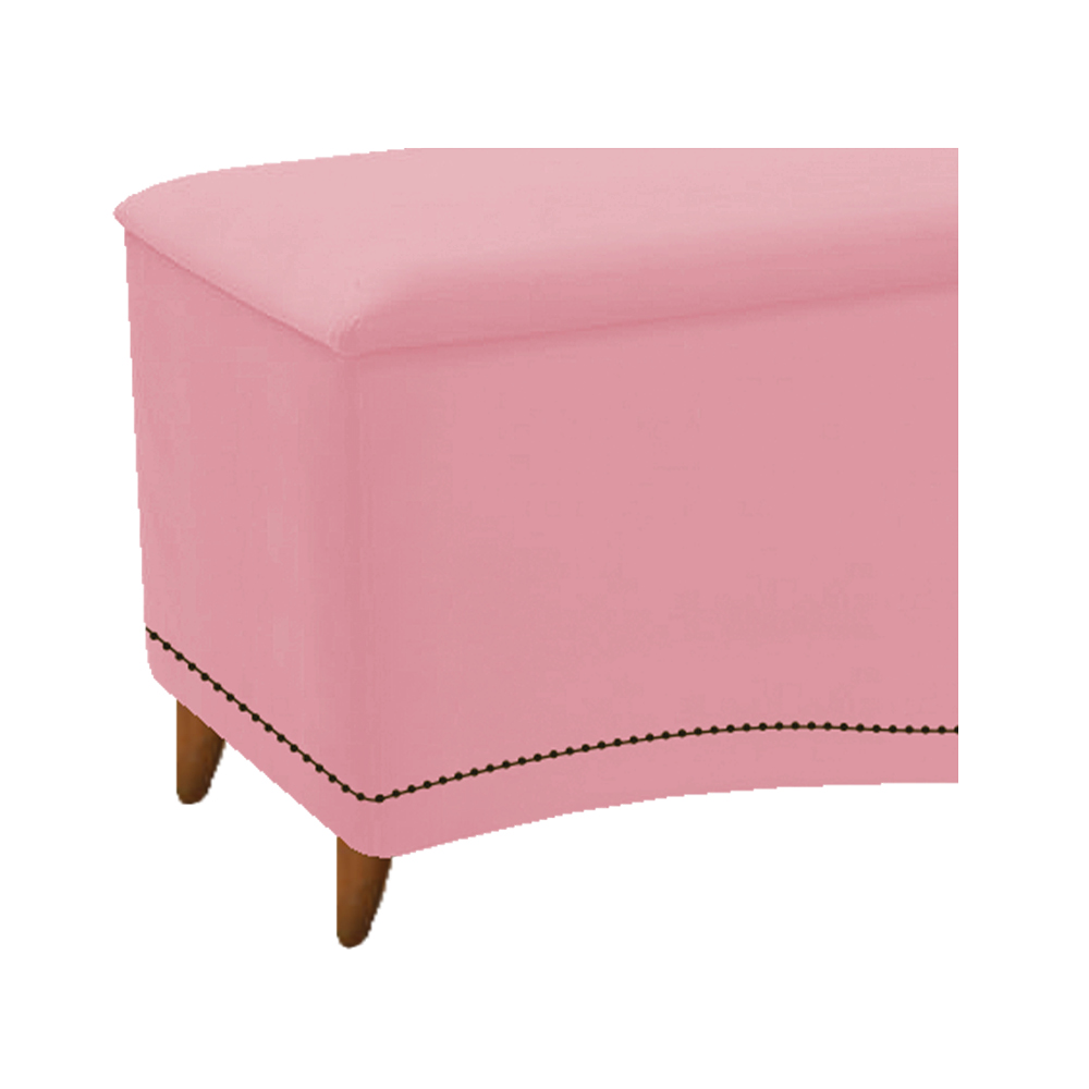 Kit Cabeceira e Calçadeira Yasmim 90 cm Solteiro Suede Rosa Bebê - Amarena Móveis