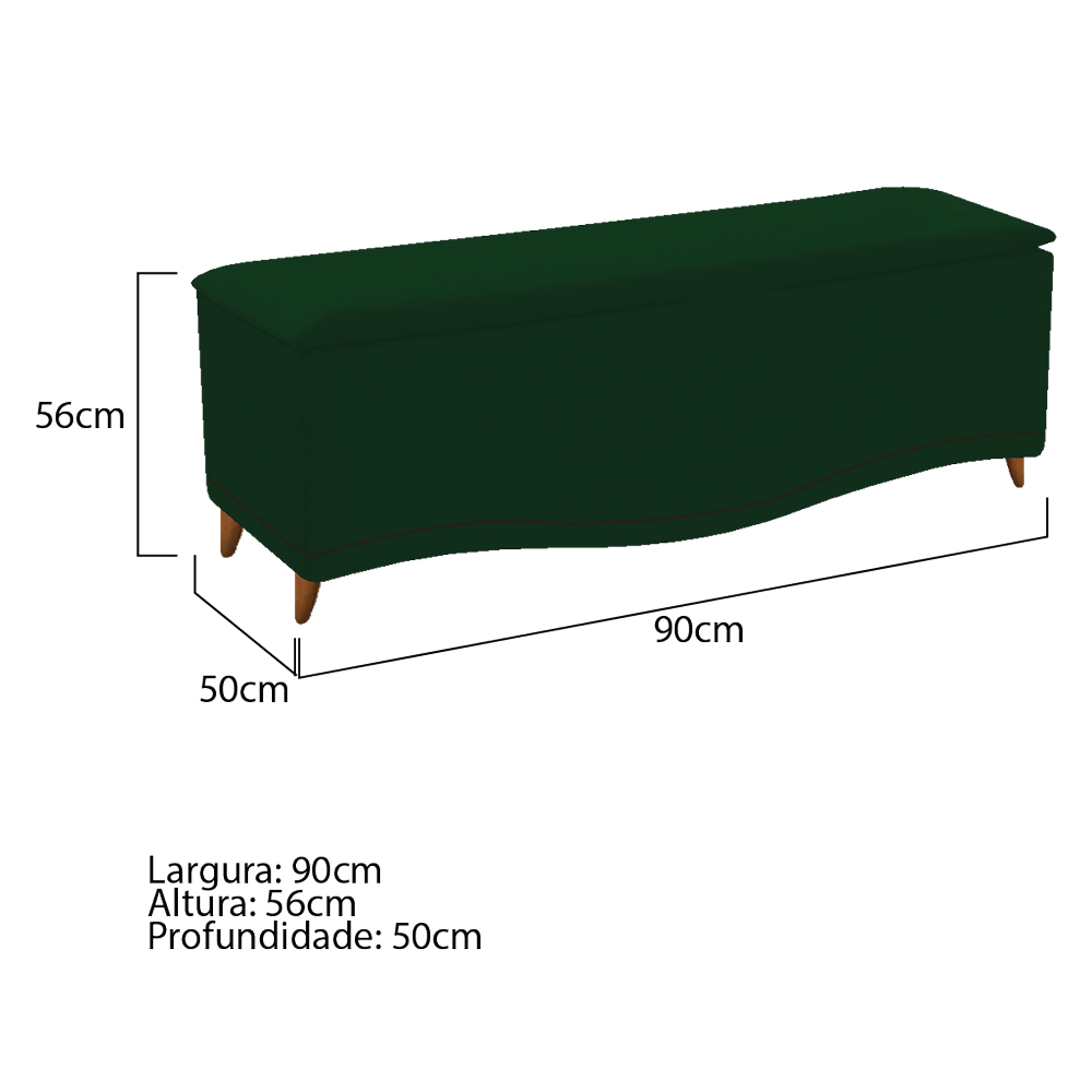 Kit Cabeceira e Calçadeira Yasmim 90 cm Solteiro Suede Verde - Amarena Móveis