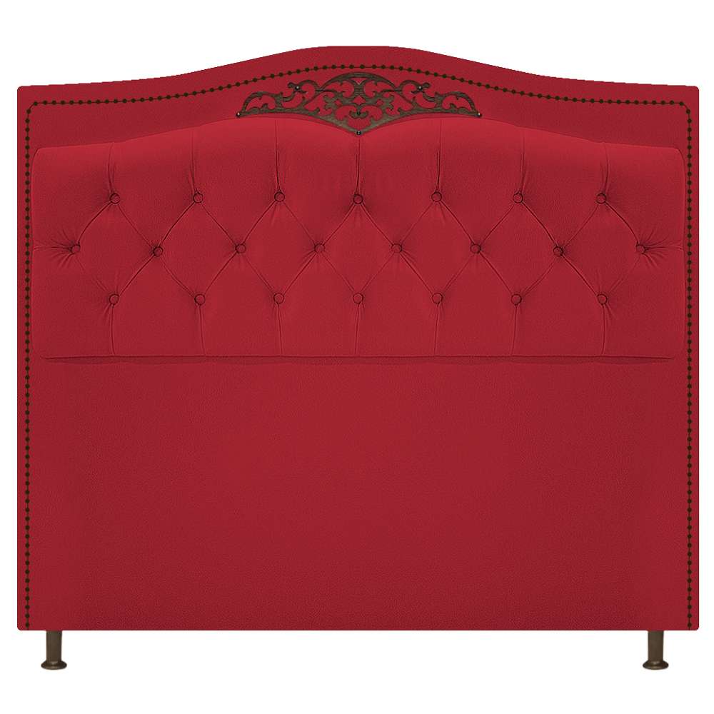 Kit Cabeceira e Calçadeira Yasmim 90 cm Solteiro Suede Vermelho - Amarena Móveis