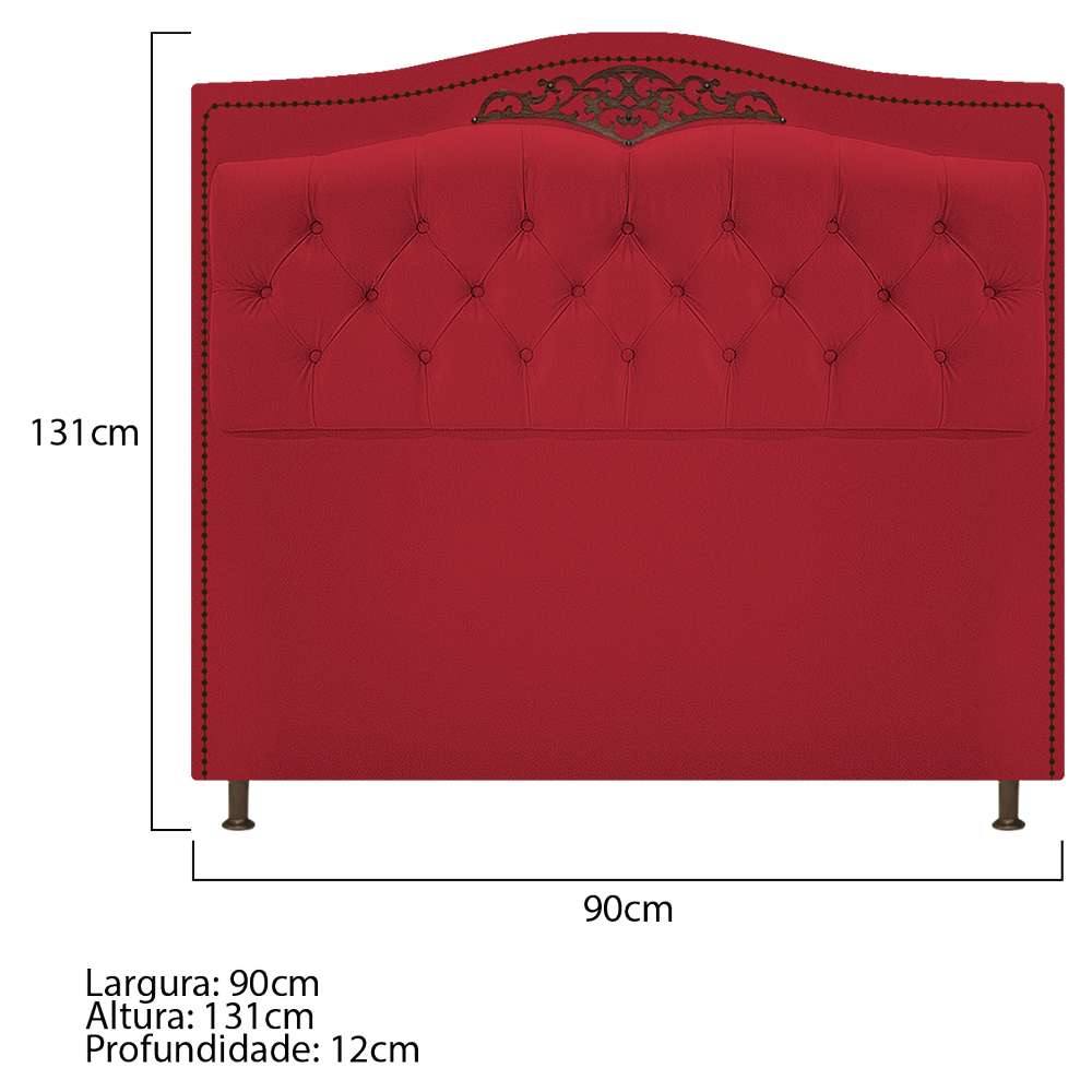 Kit Cabeceira e Calçadeira Yasmim 90 cm Solteiro Suede Vermelho - Amarena Móveis