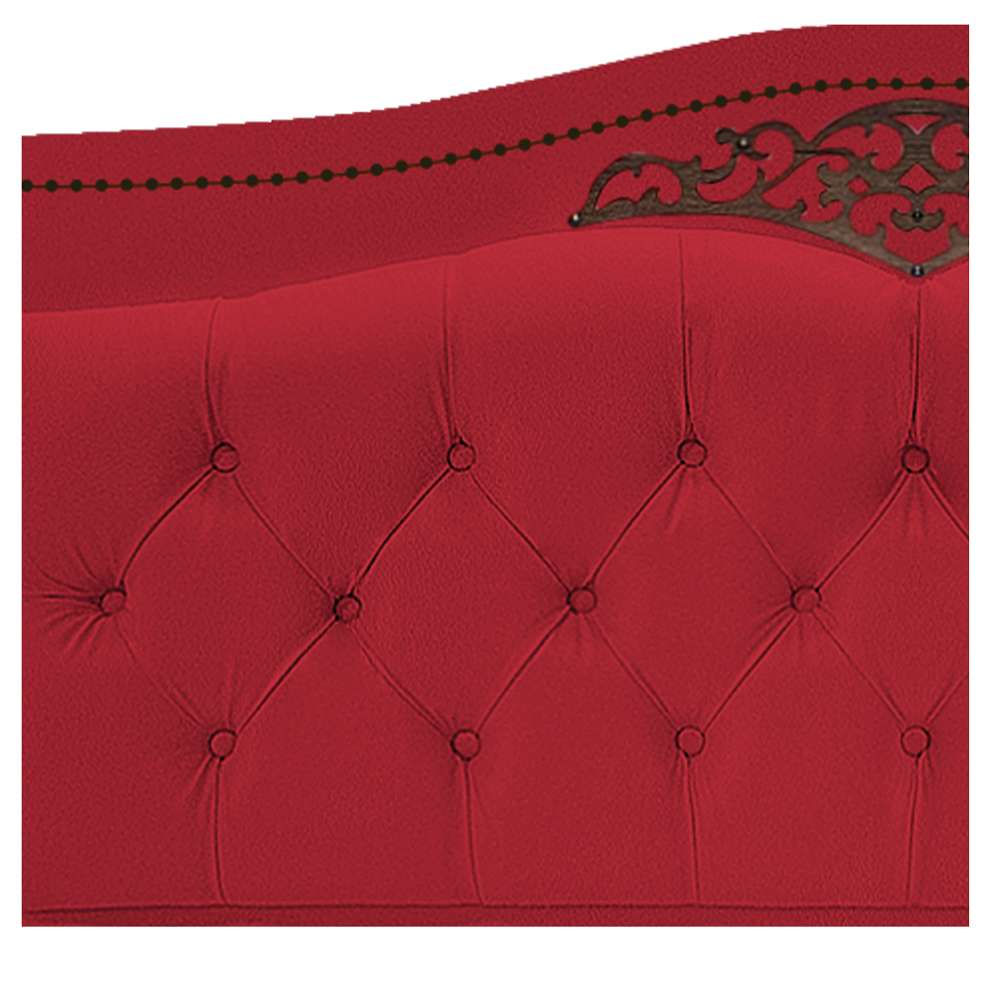 Kit Cabeceira e Calçadeira Yasmim 90 cm Solteiro Suede Vermelho - Amarena Móveis