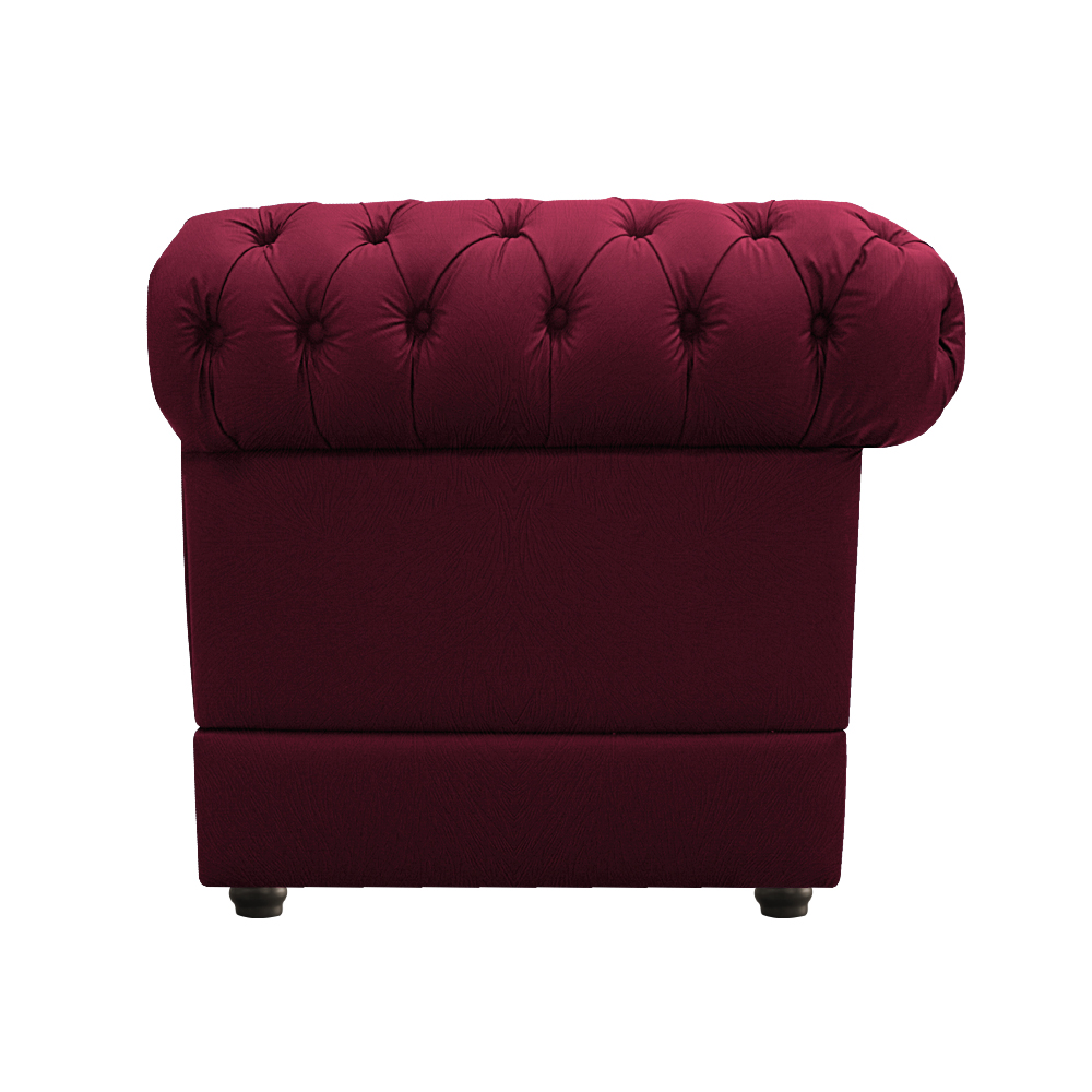 Kit Poltrona e Namoradeira Chesterfield Ana Suede Bordô - Amarena Móveis