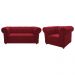 Kit Poltrona e Namoradeira Chesterfield Ana Suede Vermelho - Amarena Móveis