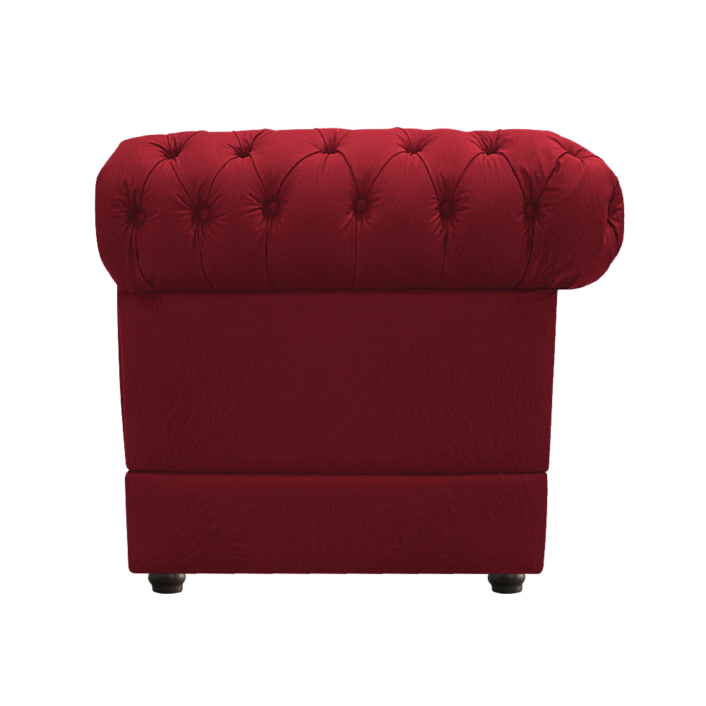 Kit Poltrona e Namoradeira Chesterfield Ana Suede Vermelho - Amarena Móveis