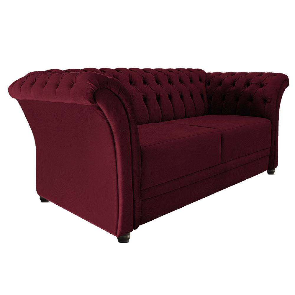 Namoradeira Chesterfield Sofia Suede Bordô - Amarena Móveis