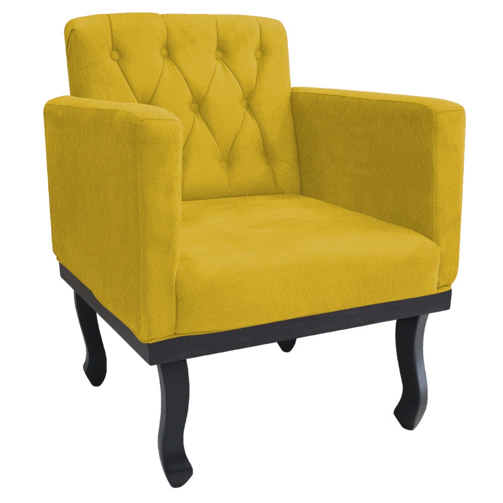 Poltrona Classic Pés Luís XV Suede Amarelo - Amarena Móveis