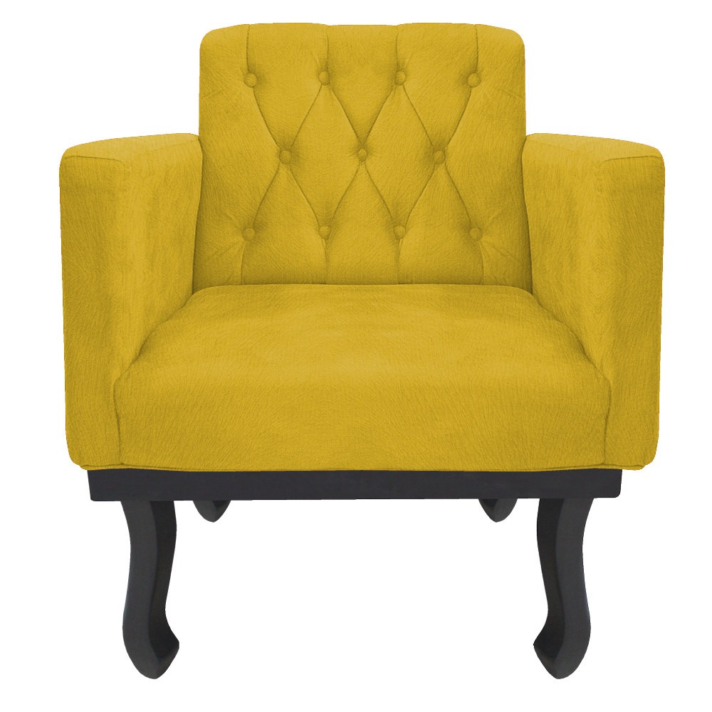 Poltrona Classic Pés Luís XV Suede Amarelo - Amarena Móveis