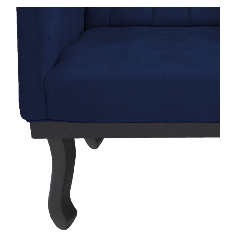 Poltrona Classic Pés Luís XV Suede Azul Marinho - Amarena Móveis