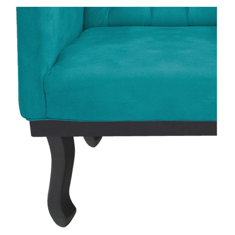 Poltrona Classic Pés Luís XV Suede Azul Turquesa - Amarena Móveis