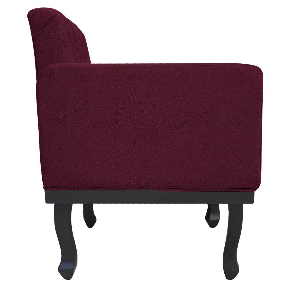 Poltrona Classic Pés Luís XV Suede Bordô - Amarena Móveis