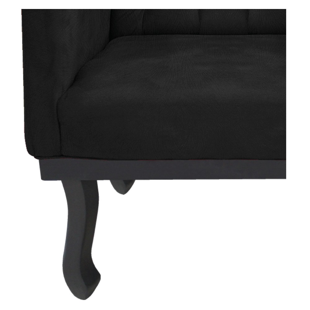 Poltrona Classic Pés Luís XV Suede Preto - Amarena Móveis