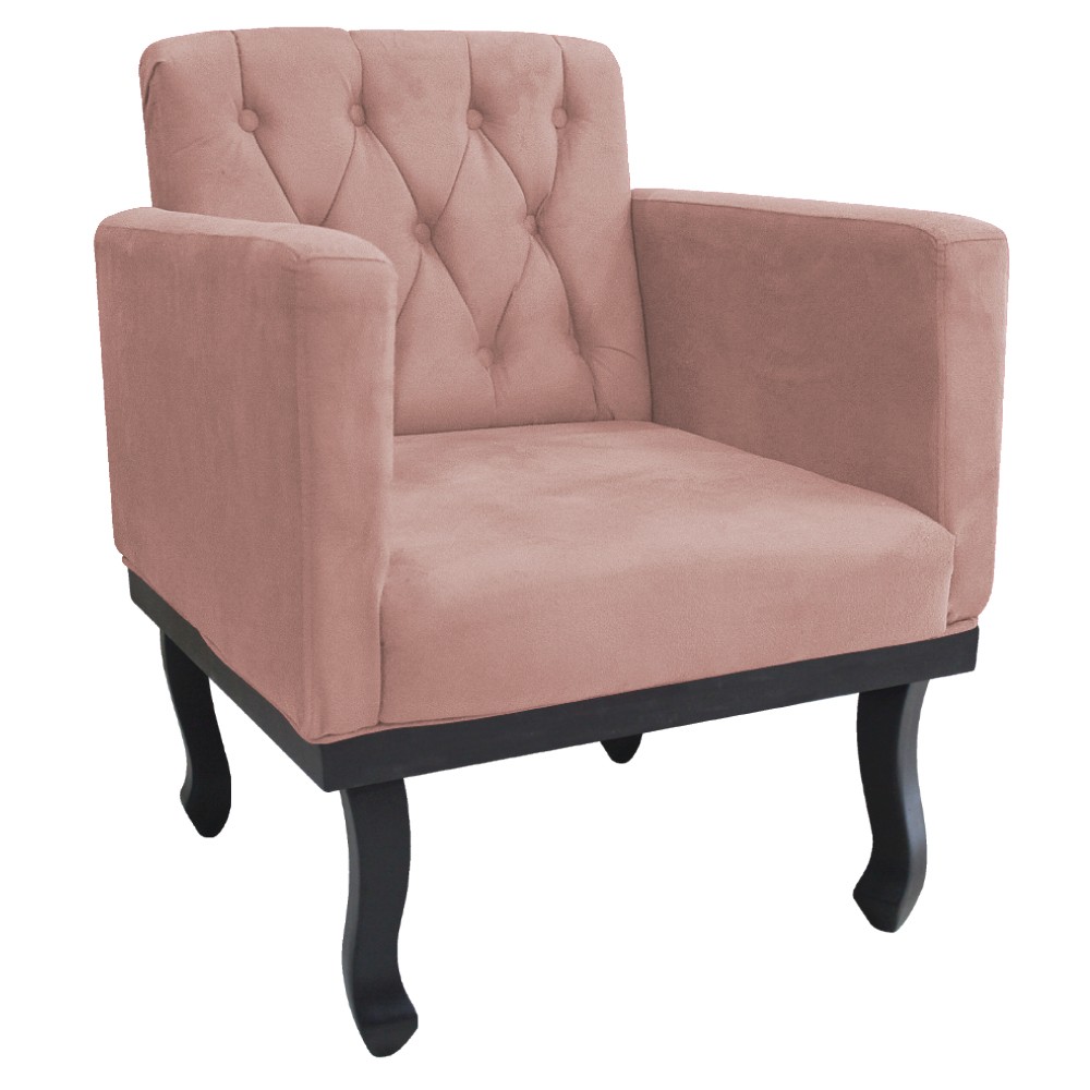Poltrona Classic Pés Luís XV Suede Rosê - Amarena Móveis