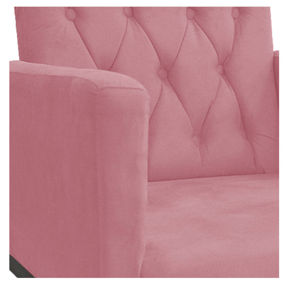 Poltrona Classic Pés Luís XV Suede Rosa Bebê - Amarena Móveis