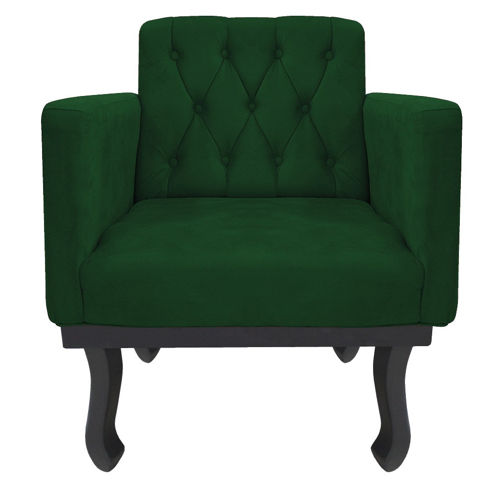 Poltrona Classic Pés Luís XV Suede Verde - Amarena Móveis