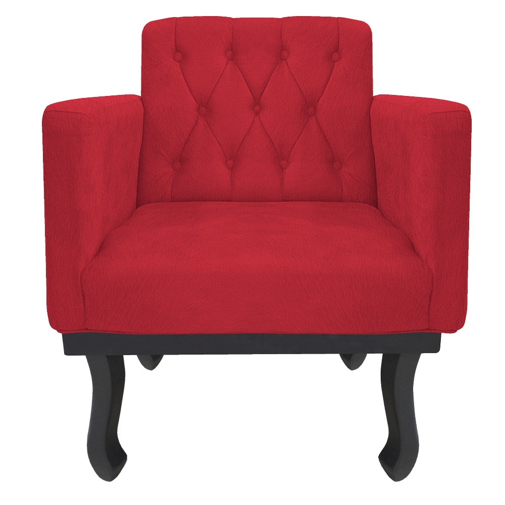 Poltrona Classic Pés Luís XV Suede Vermelho - Amarena Móveis