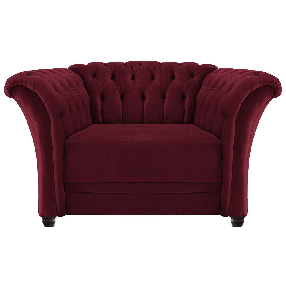 Poltrona Decorativa Chesterfield Sofia Suede Bordô - Amarena Móveis