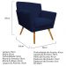 Poltrona Laura Pés Palito Mel Suede Azul Marinho - Amarena Móveis