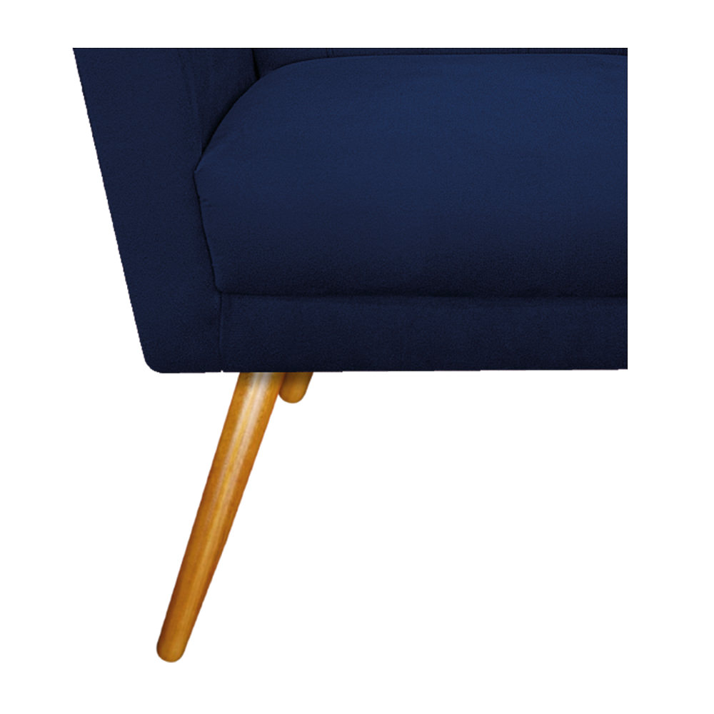 Poltrona Laura Pés Palito Mel Suede Azul Marinho - Amarena Móveis