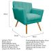 Poltrona Laura Pés Palito Mel Suede Azul Tiffany - Amarena Móveis