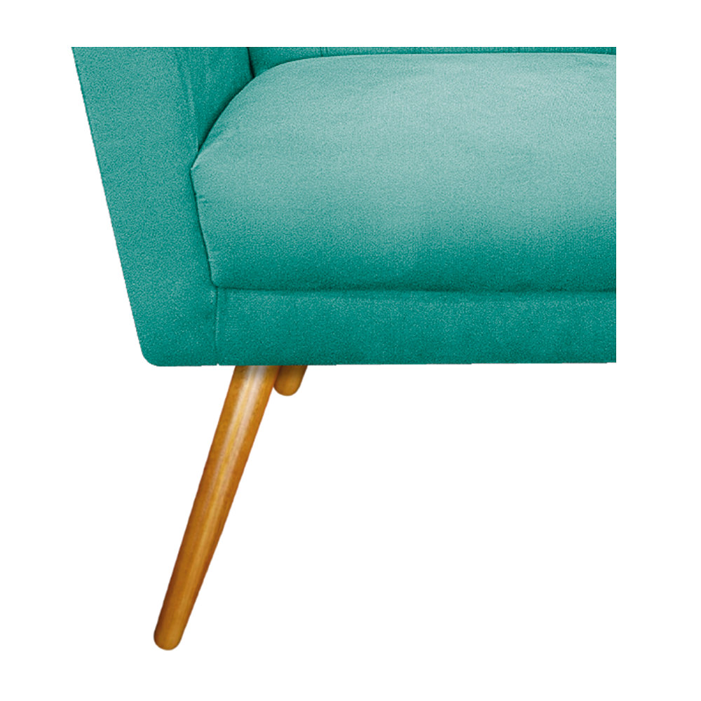 Poltrona Laura Pés Palito Mel Suede Azul Tiffany - Amarena Móveis