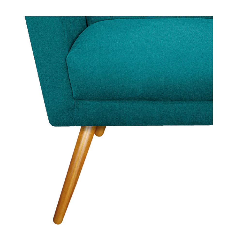 Poltrona Laura Pés Palito Mel Suede Azul Turquesa - Amarena Móveis