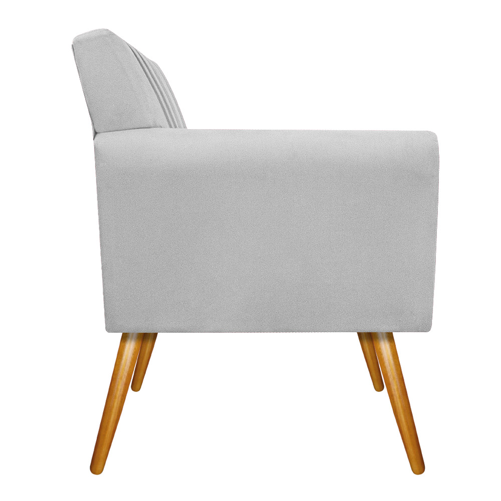 Poltrona Laura Pés Palito Mel Suede Branco - Amarena Móveis