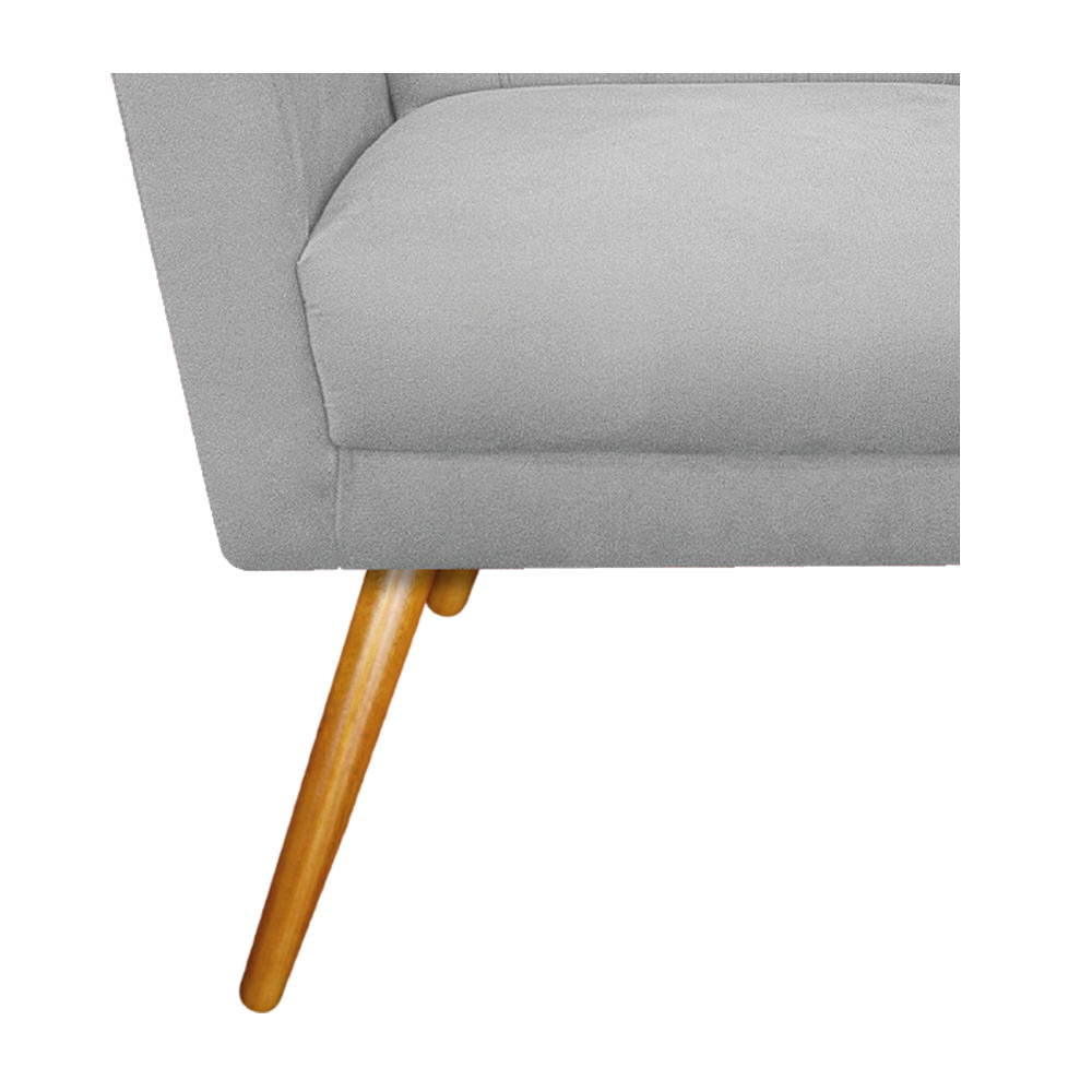 Poltrona Laura Pés Palito Mel Suede Branco - Amarena Móveis